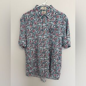 Faherty Shirt The Breeze Mens XL Pink Blue Floral Shirt Button Up VacationTravel